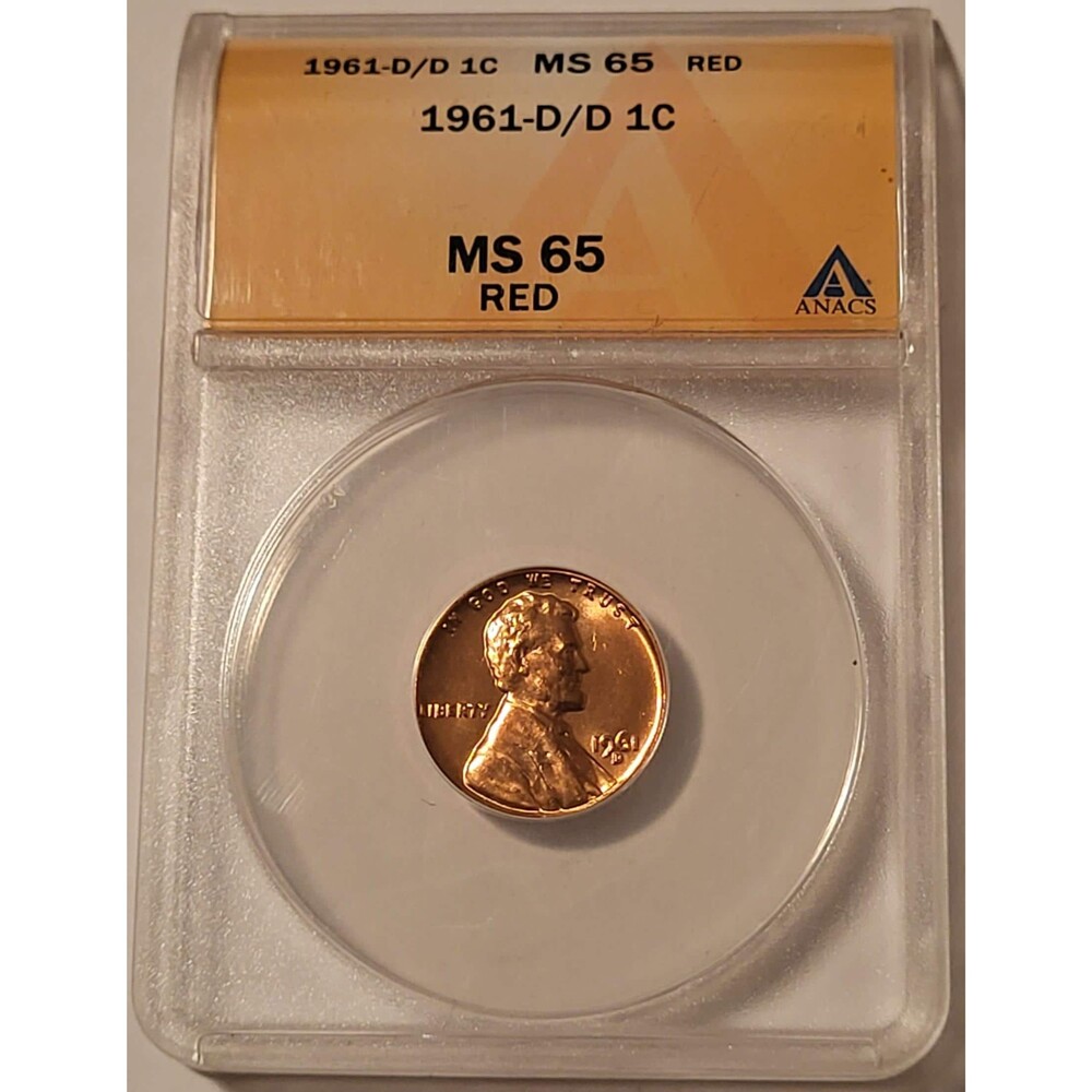 1961 D/D Lincoln Memorial Cent MS65 RED ANACS